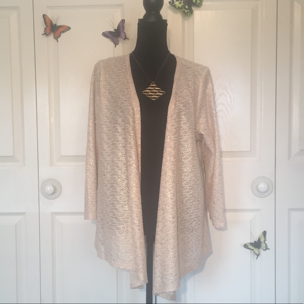 💼 REBA Gold Shimmer Waterfall Cardigan